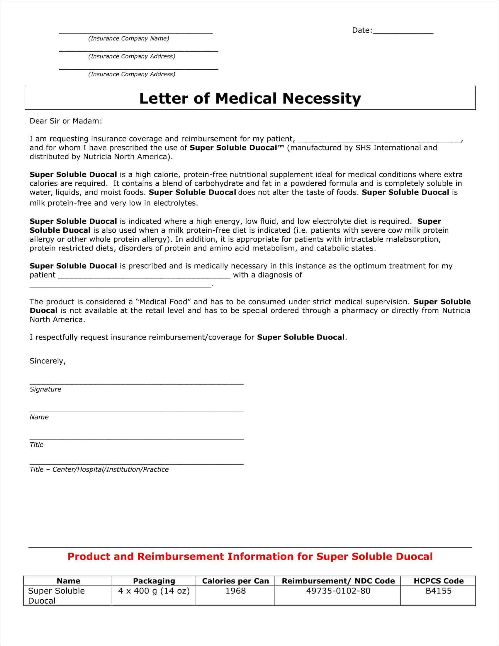 Letter of Medical Necessity Template Sample Letter of Medical Necessity Template Sample