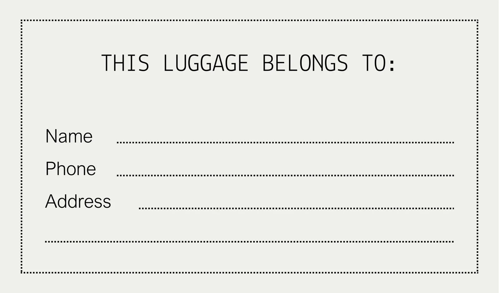 Luggage Tag Template Sample Luggage Tag Template Sample