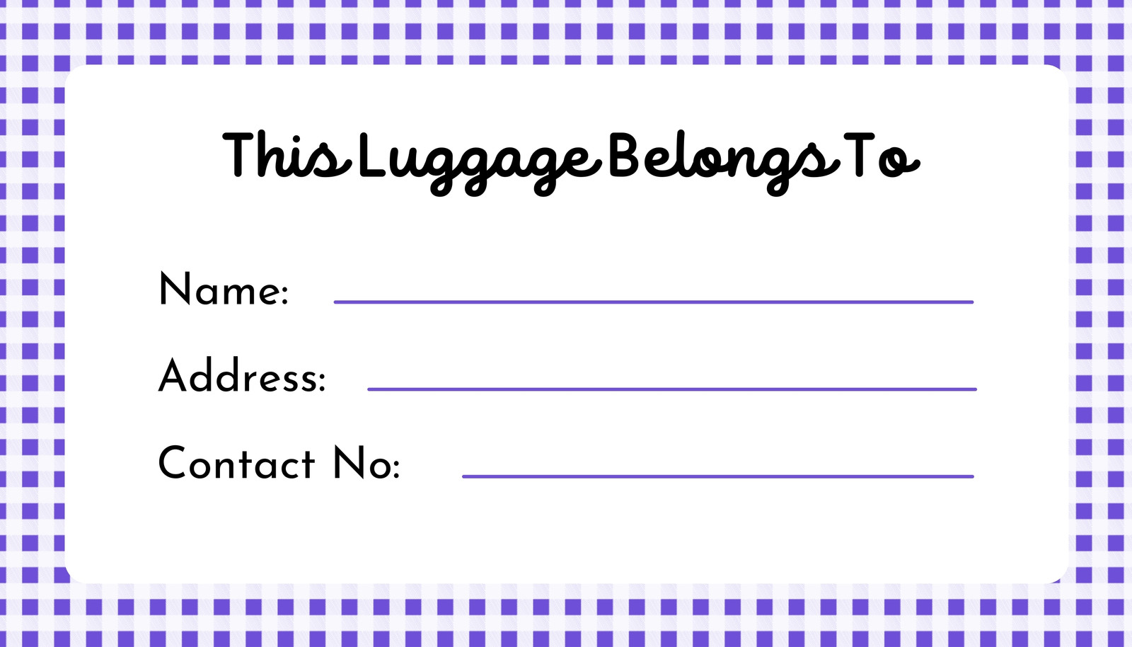 Luggage Tag Template Luggage Tag Template