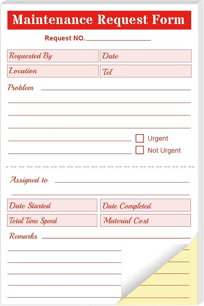 Maintenance Work Order Form
