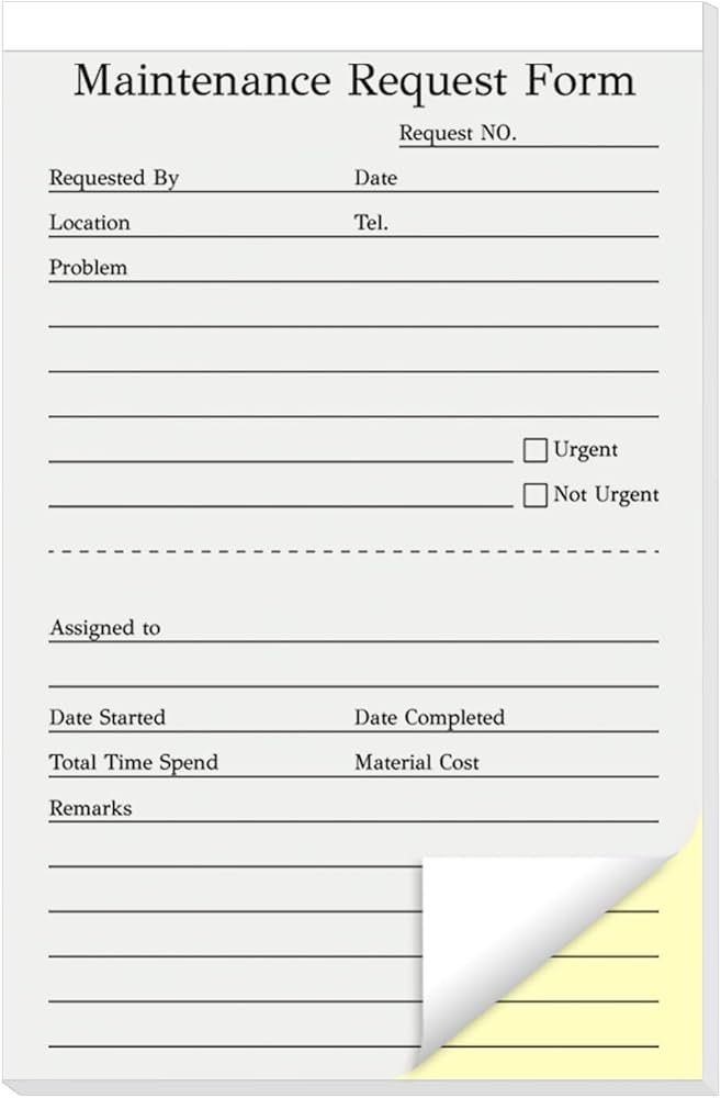 Maintenance Work Order Form