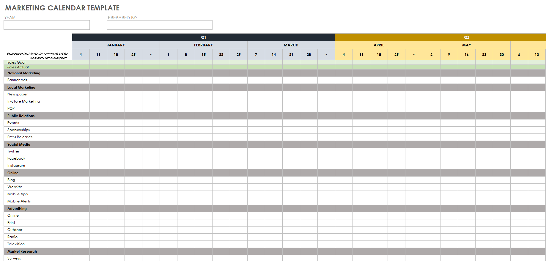 Marketing Calendar Template Example Marketing Calendar Template Example