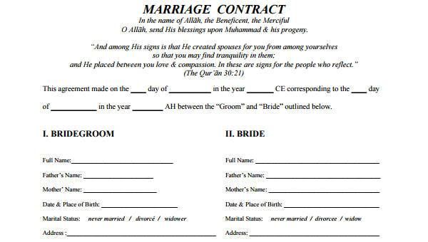 Marriage Agreement Template Example Marriage Agreement Template Example