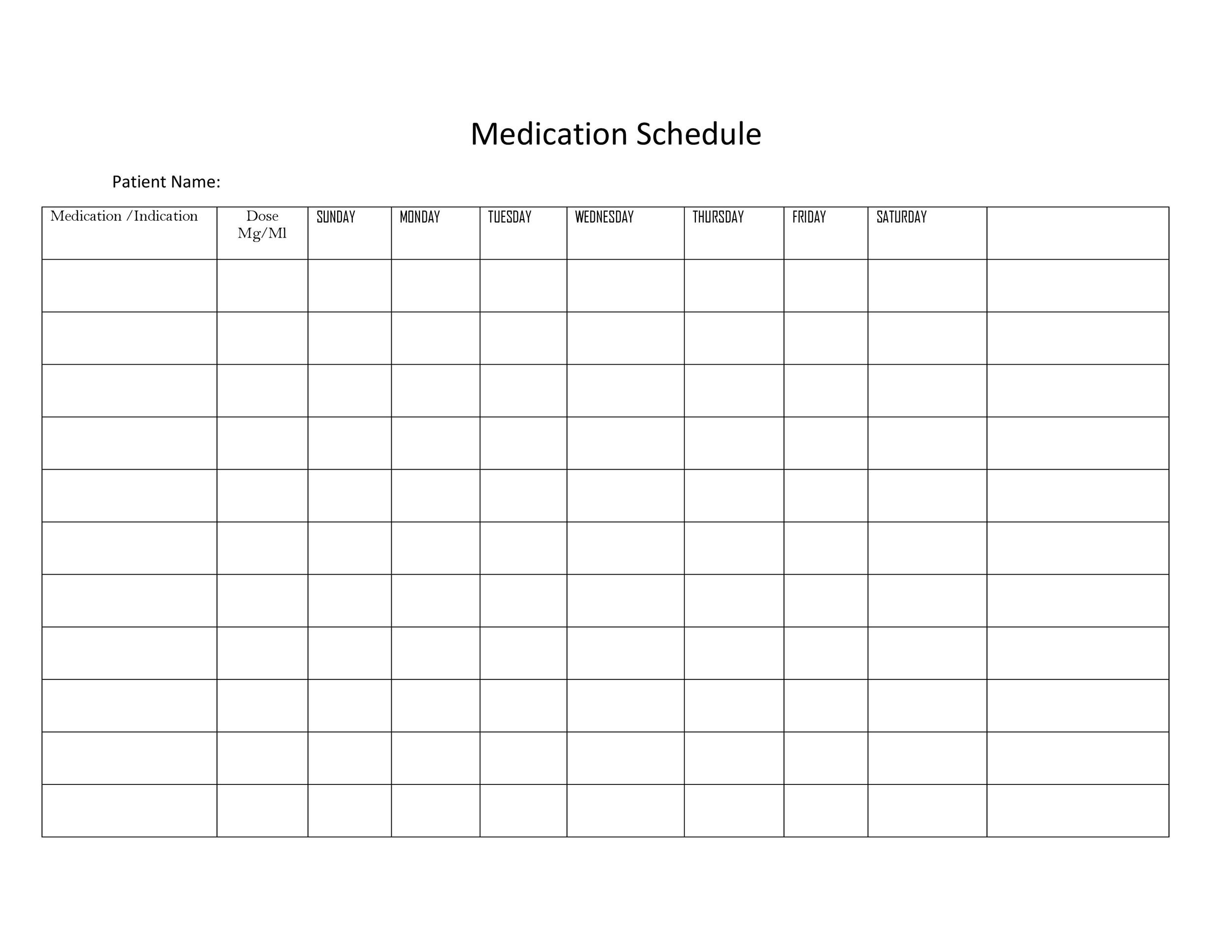 Medication Schedule Template Example
