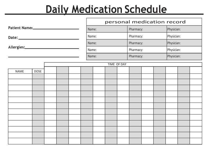 Medication Schedule Template Sample