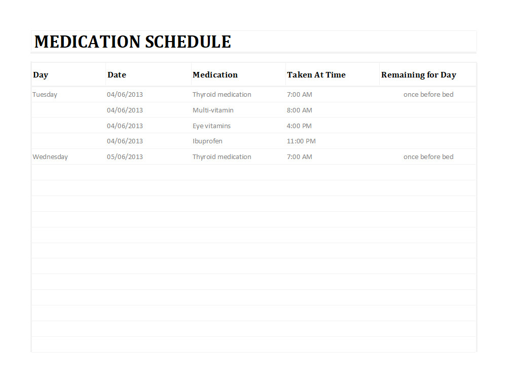 Medication Schedule Template