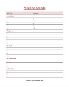 Printable Meeting Agenda Template