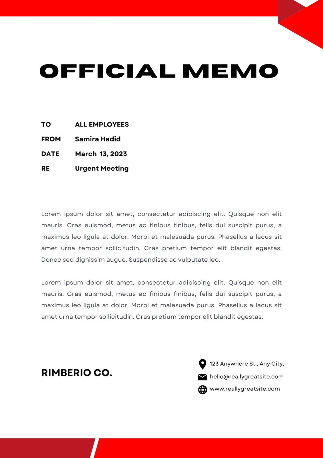 Memo Format Template