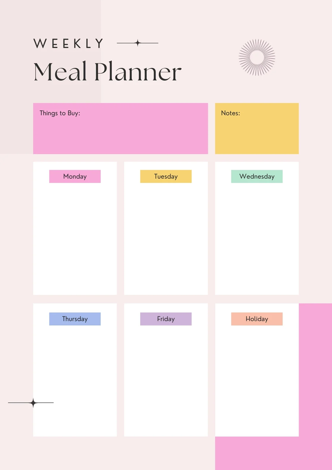 Menu Planner Sample Menu Planner Sample