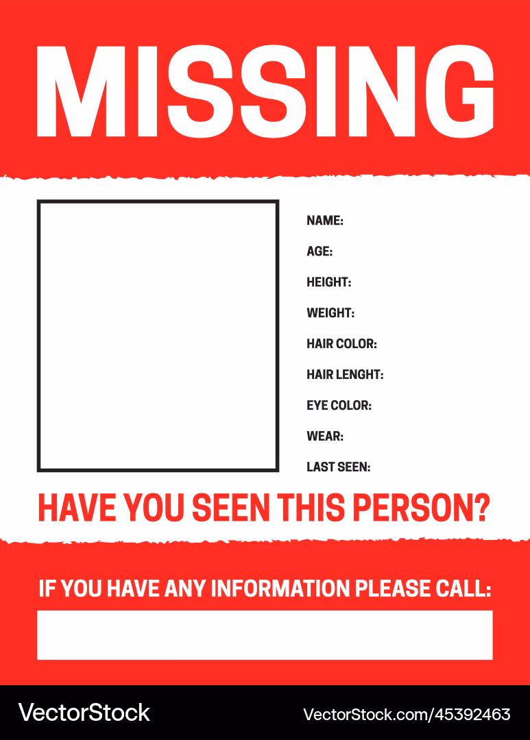 Missing Person Poster Template Missing Person Poster Template