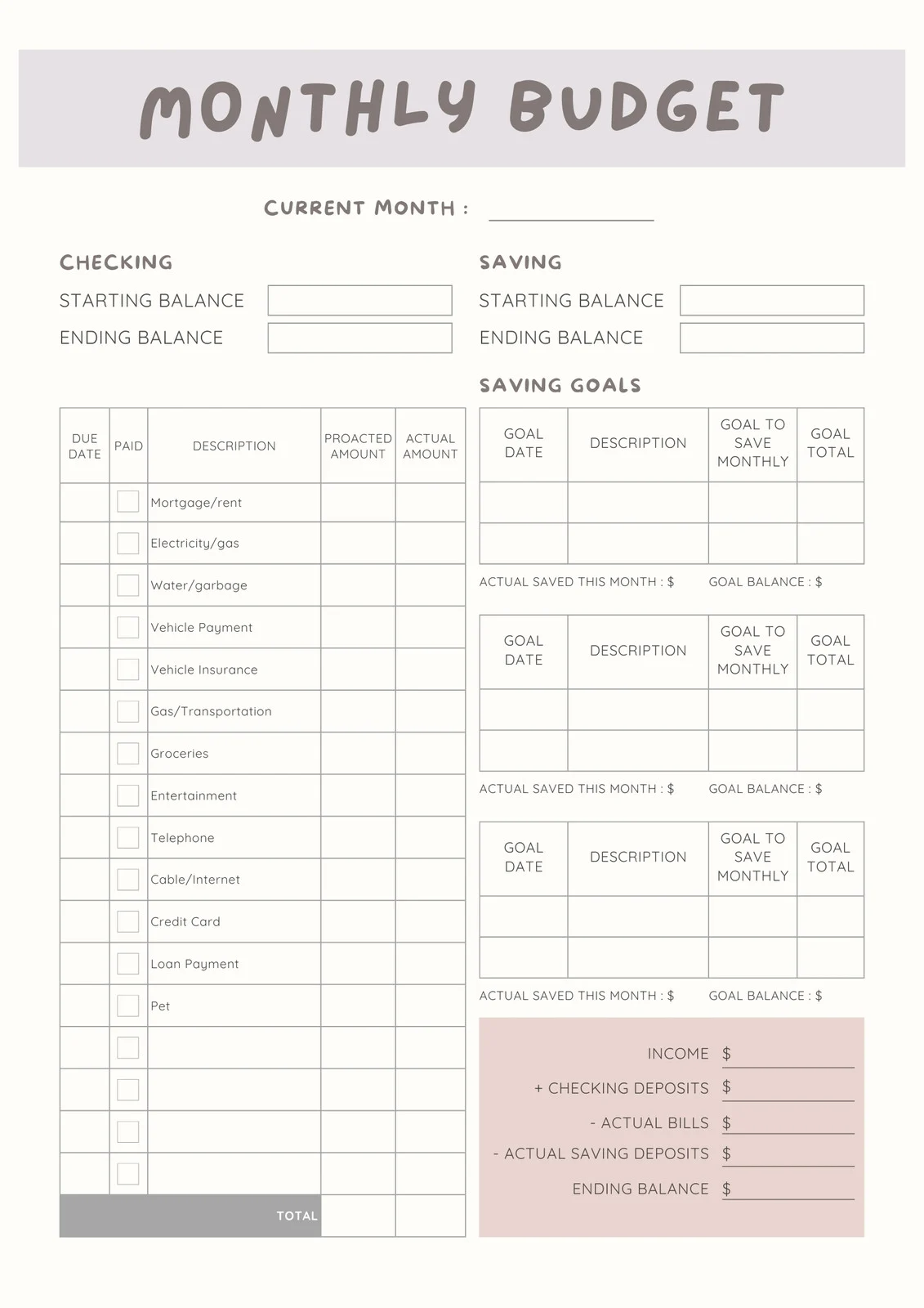 Monthly Budget Planner Template Example Monthly Budget Planner Template Example