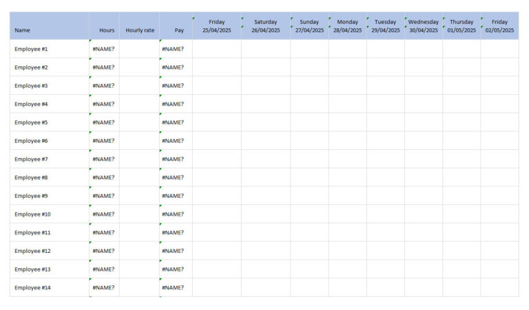 Monthly Employee Schedule Template (Excel)