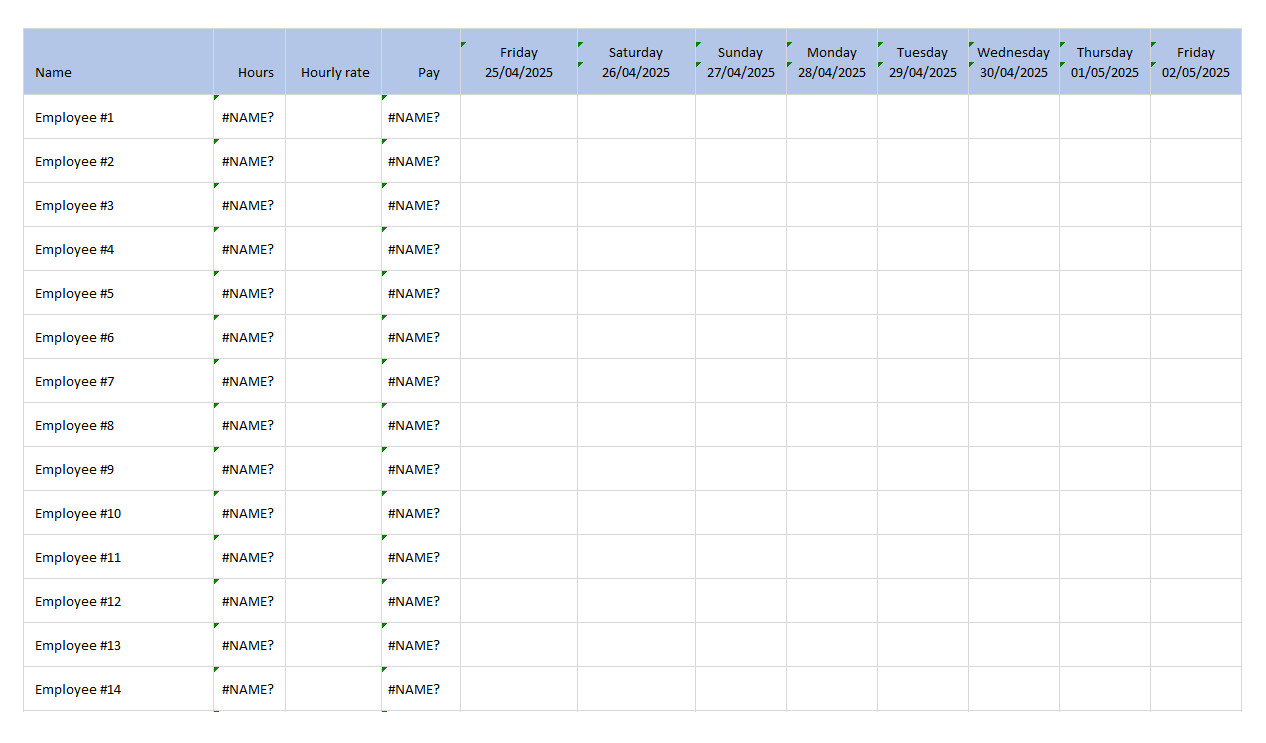 Monthly Employee Schedule Template