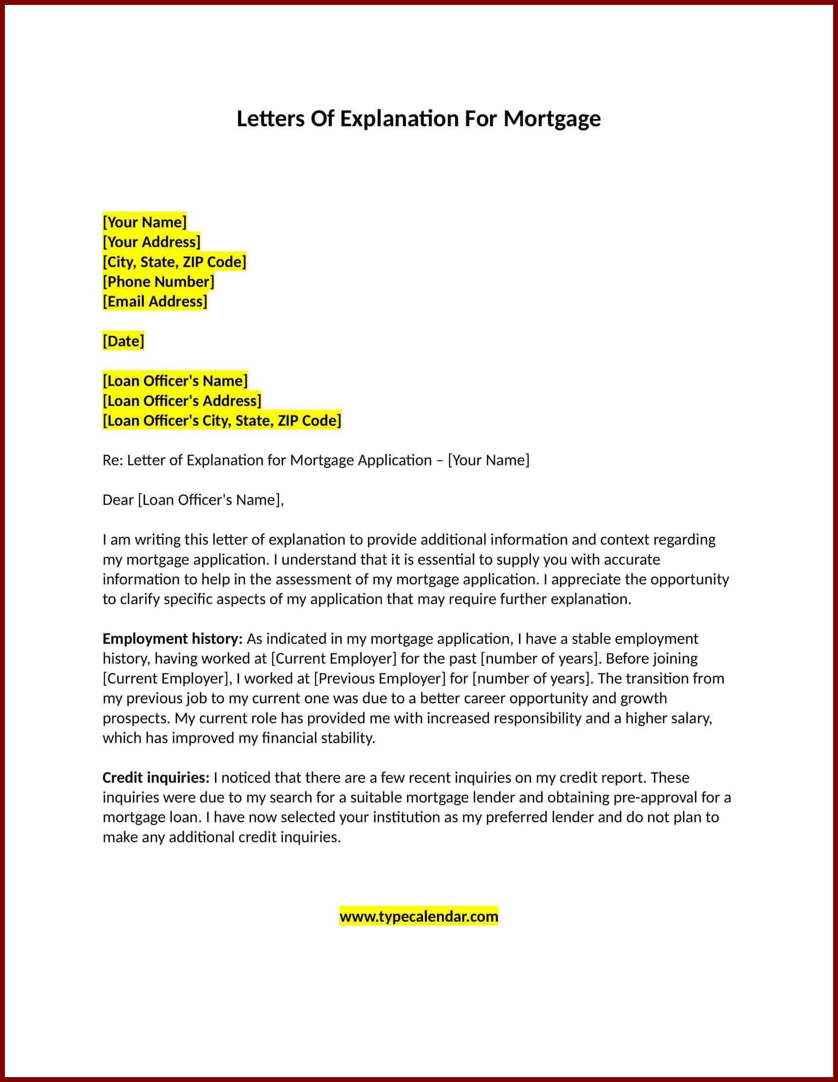 Mortgage Letter of Explanation Template Example Mortgage Letter of Explanation Template Example