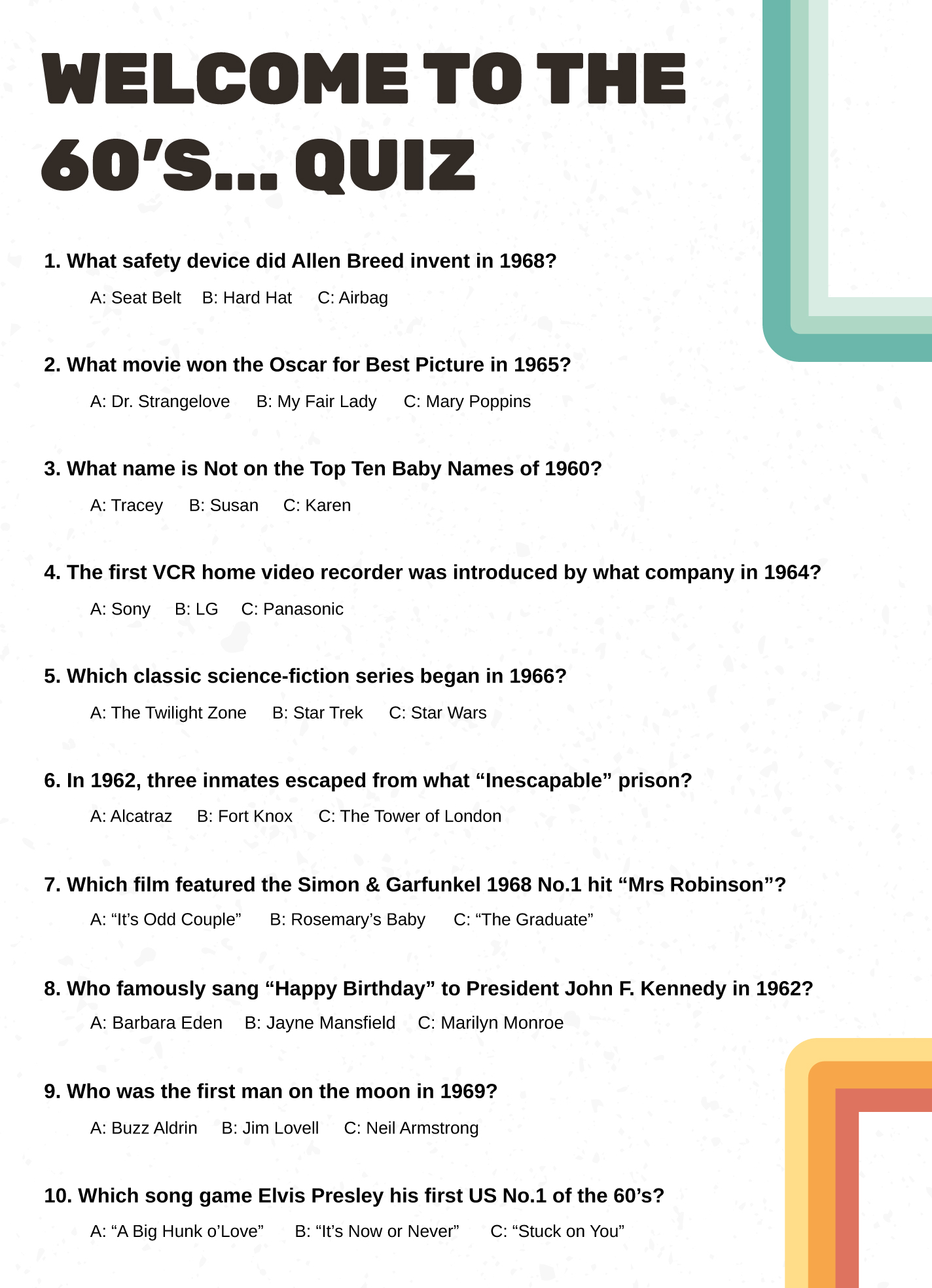 Multiple Choice Test Template
