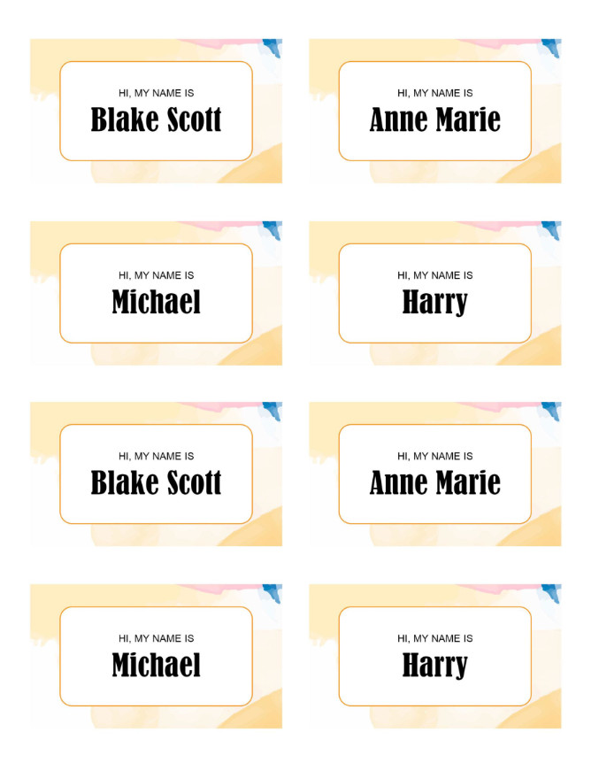 Name Tag Sample Name Tag Sample