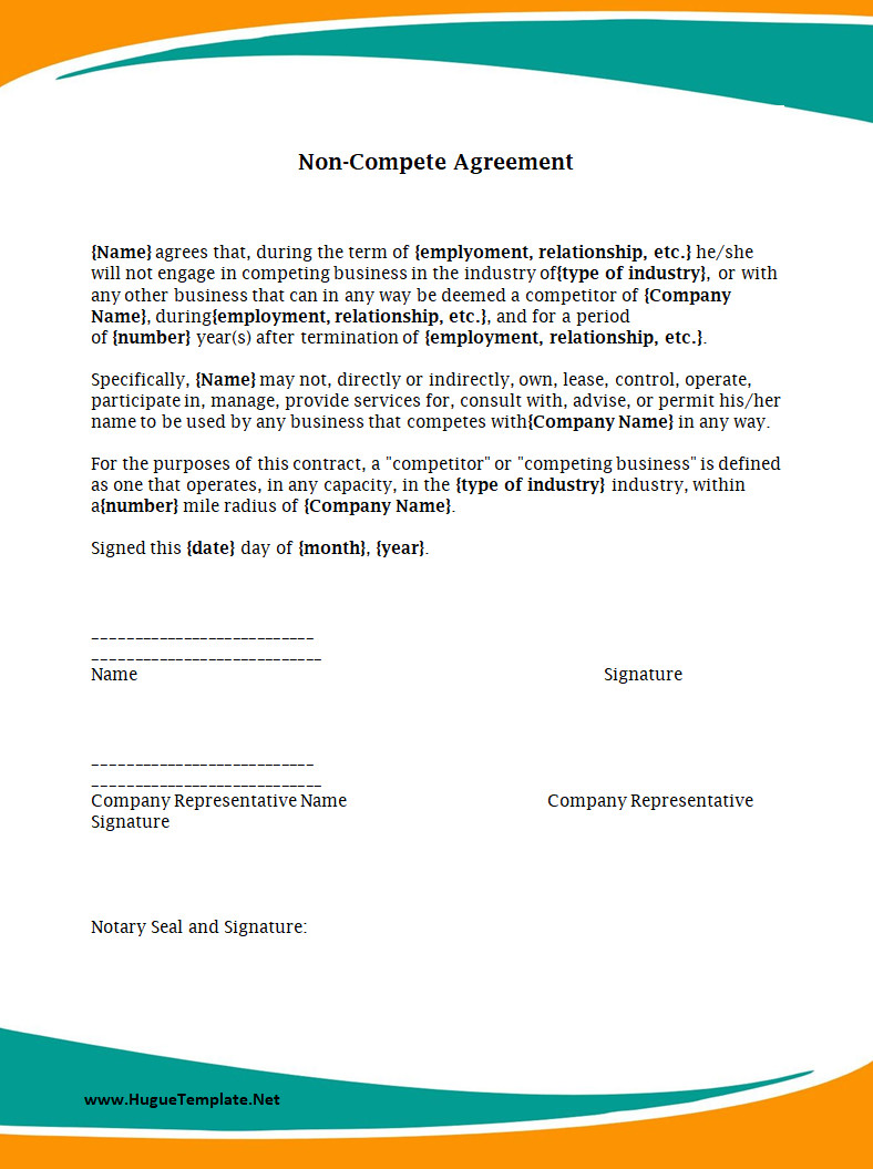 Non Compete Agreement Template