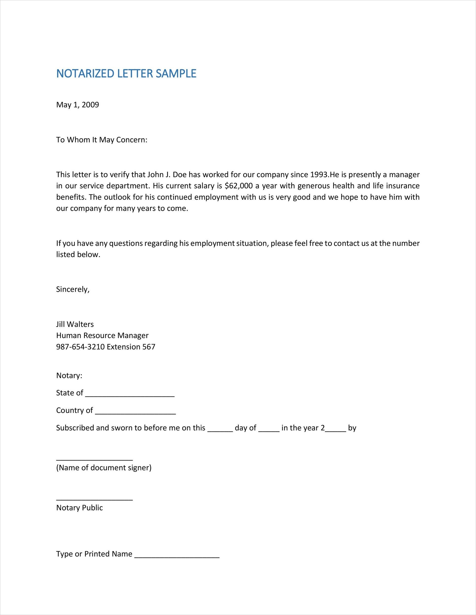 Notarized Letter Form Notarized Letter Form