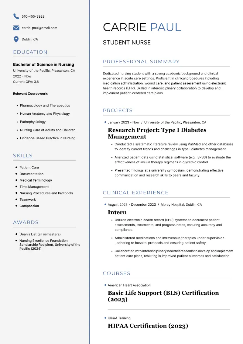 Nursing Student Resume Template Sample Nursing Student Resume Template Sample