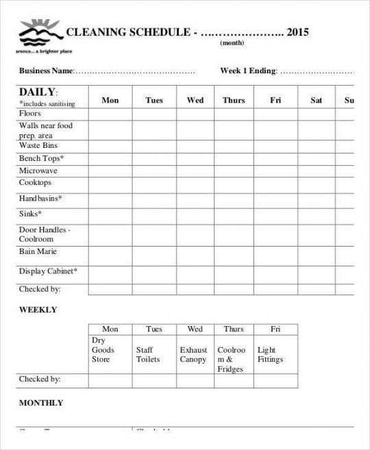Office Cleaning Schedule Template Sample Office Cleaning Schedule Template Sample