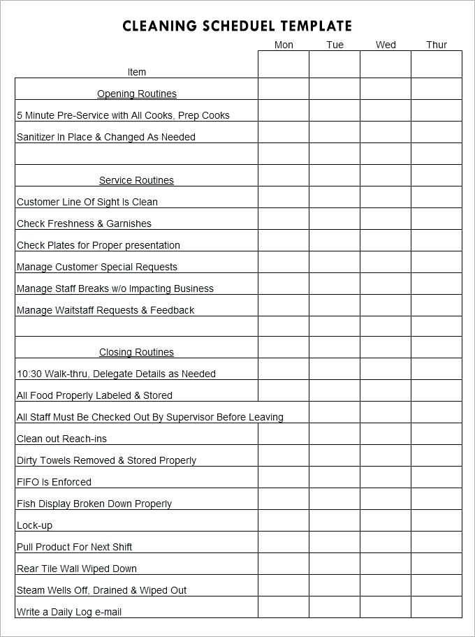 Office Sanitizing Schedule Template Example Office Sanitizing Schedule Template Example