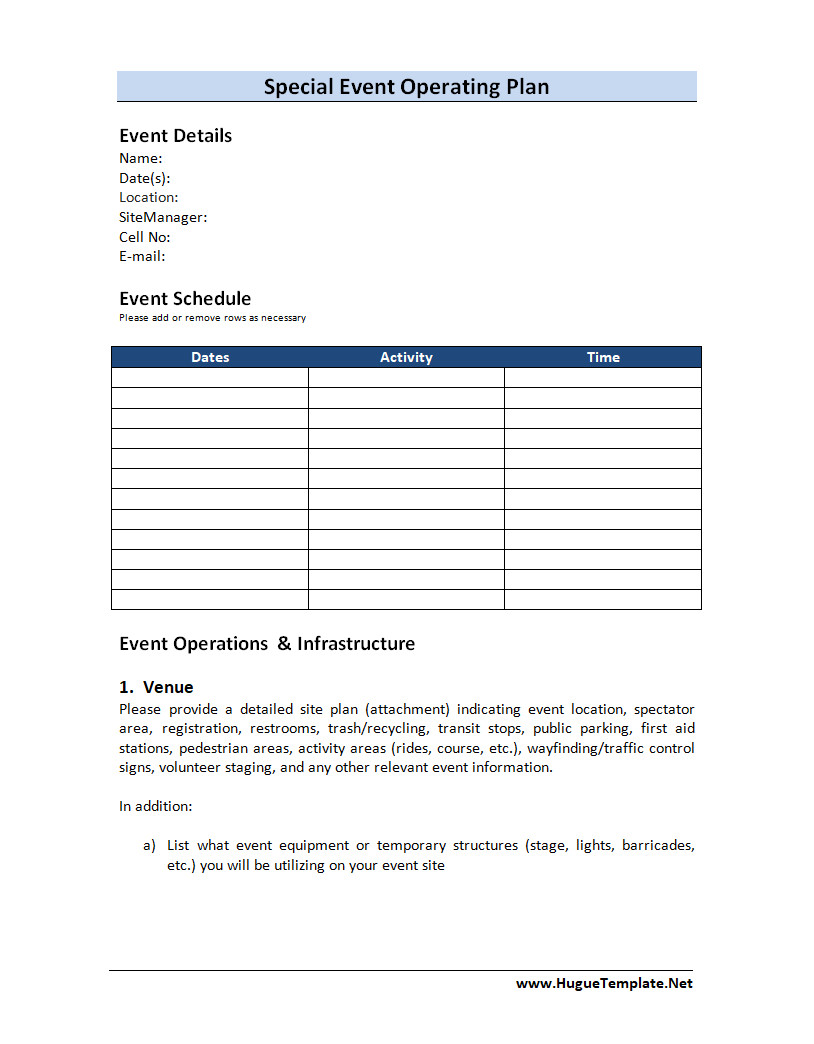 Operating Plan Template Operating Plan Template