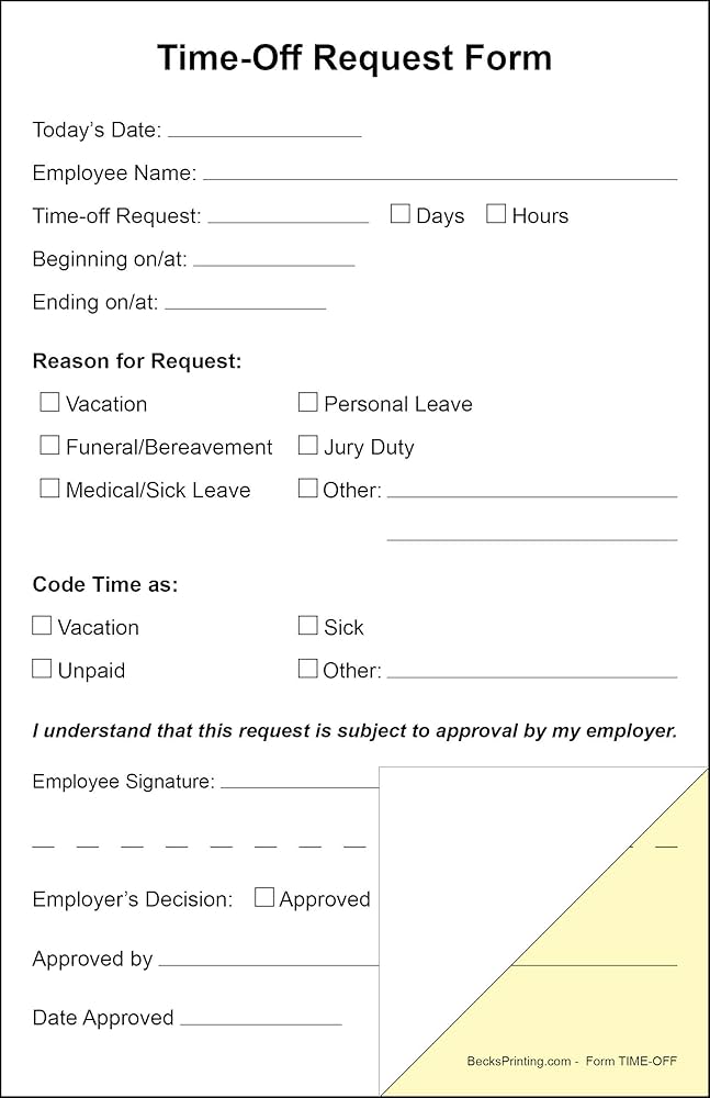 Paid Time Off Request Form