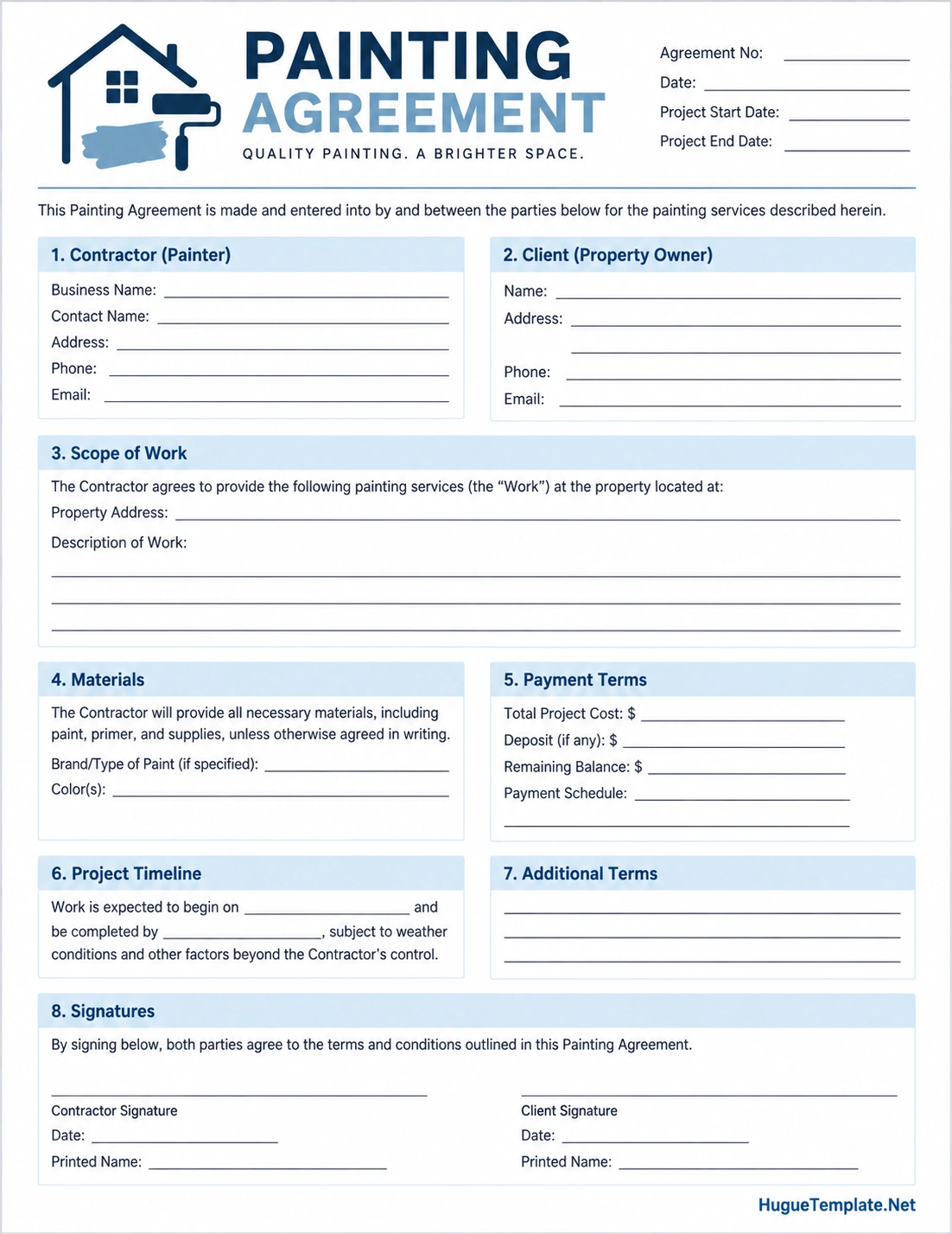 Painting Agreement Template Painting agreement template for residential and commercial painting projects