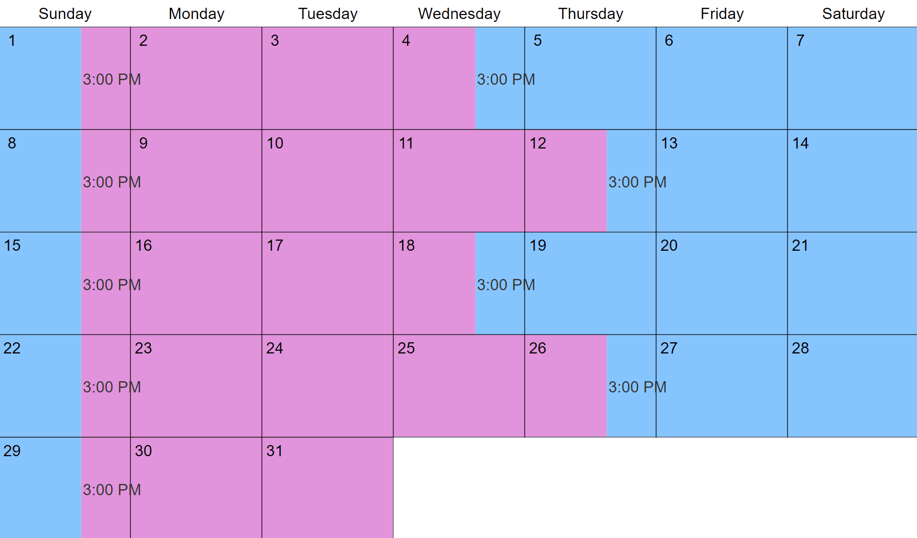 Parenting Schedule Template