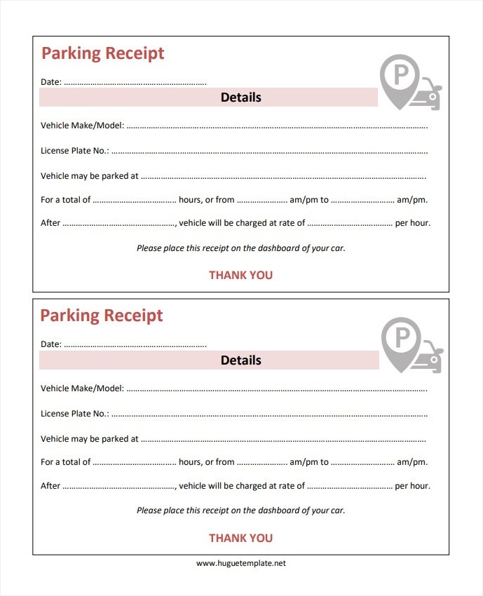 Parking Receipt Template Sample Printable Blank Parking Receipt Template