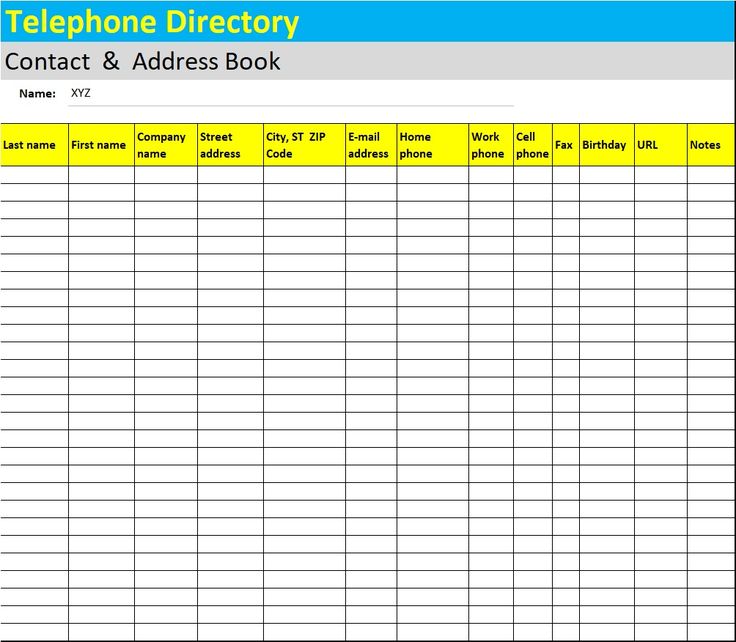 Phone List Template