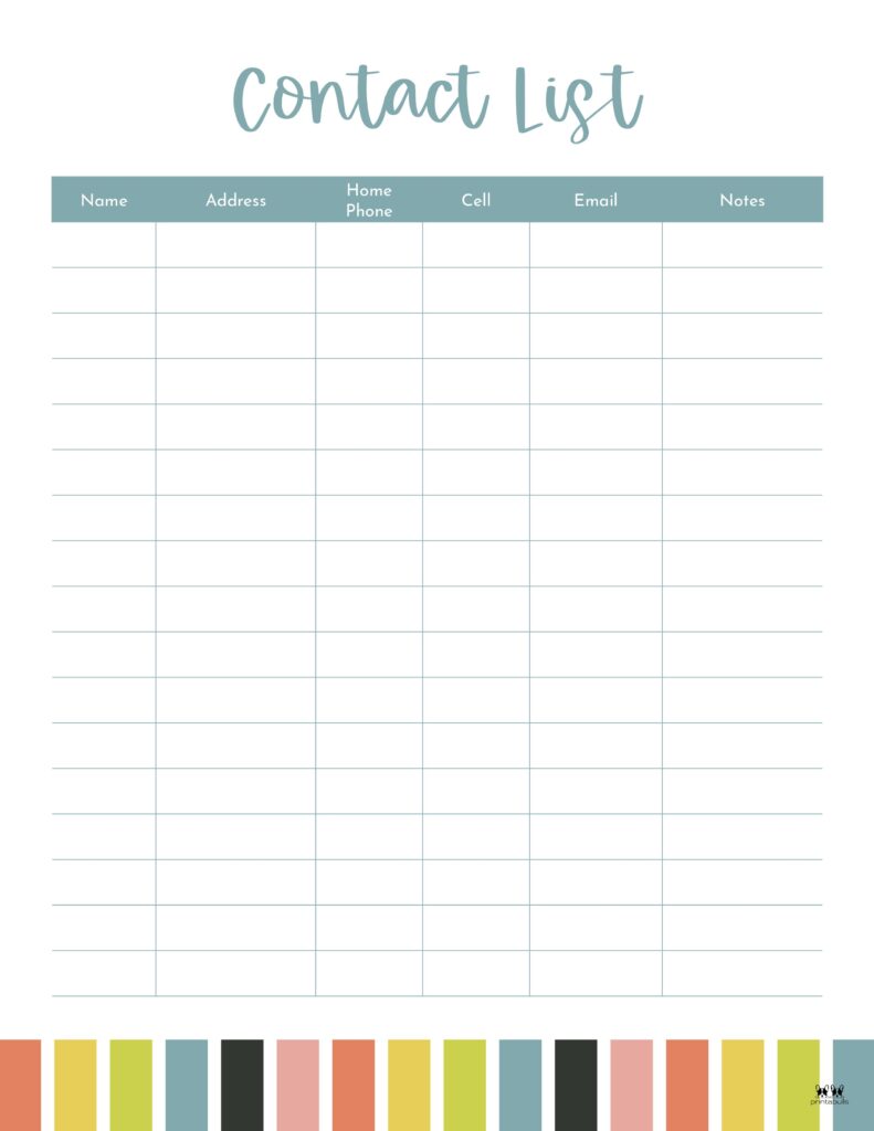 Phone List Template