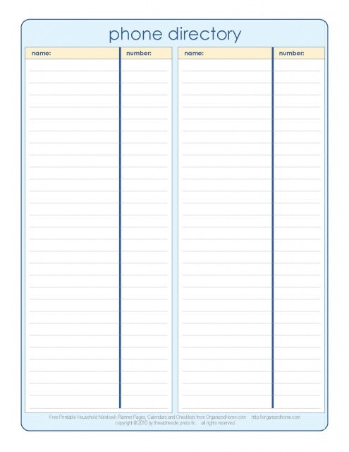 Phone List Template