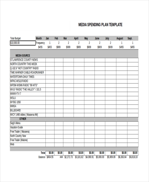 Printable Advertising Schedule Template Example Printable Advertising Schedule Template Example