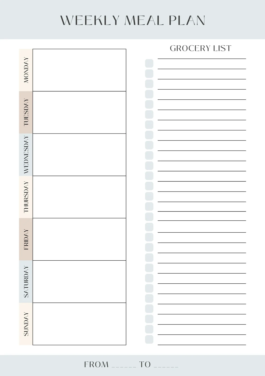 Printable Menu Planner Template Printable Menu Planner Template
