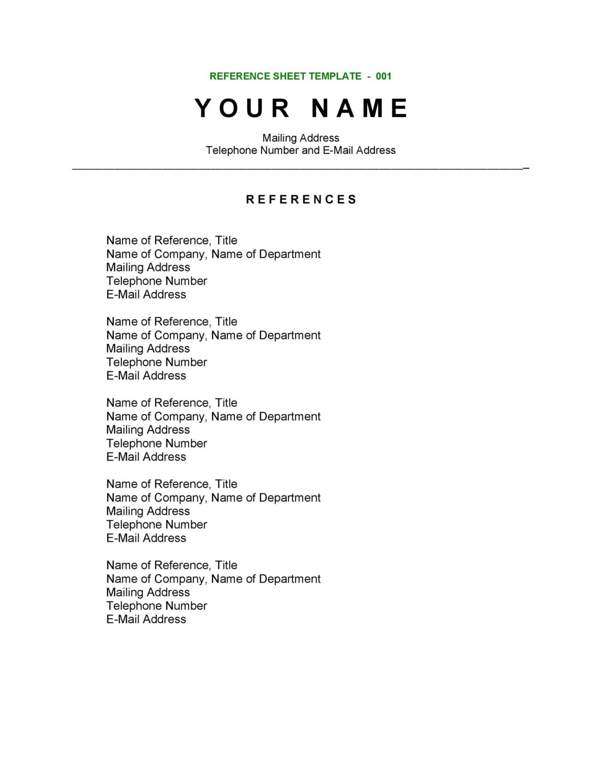 Reference Source List Example Reference List Template (Word)
