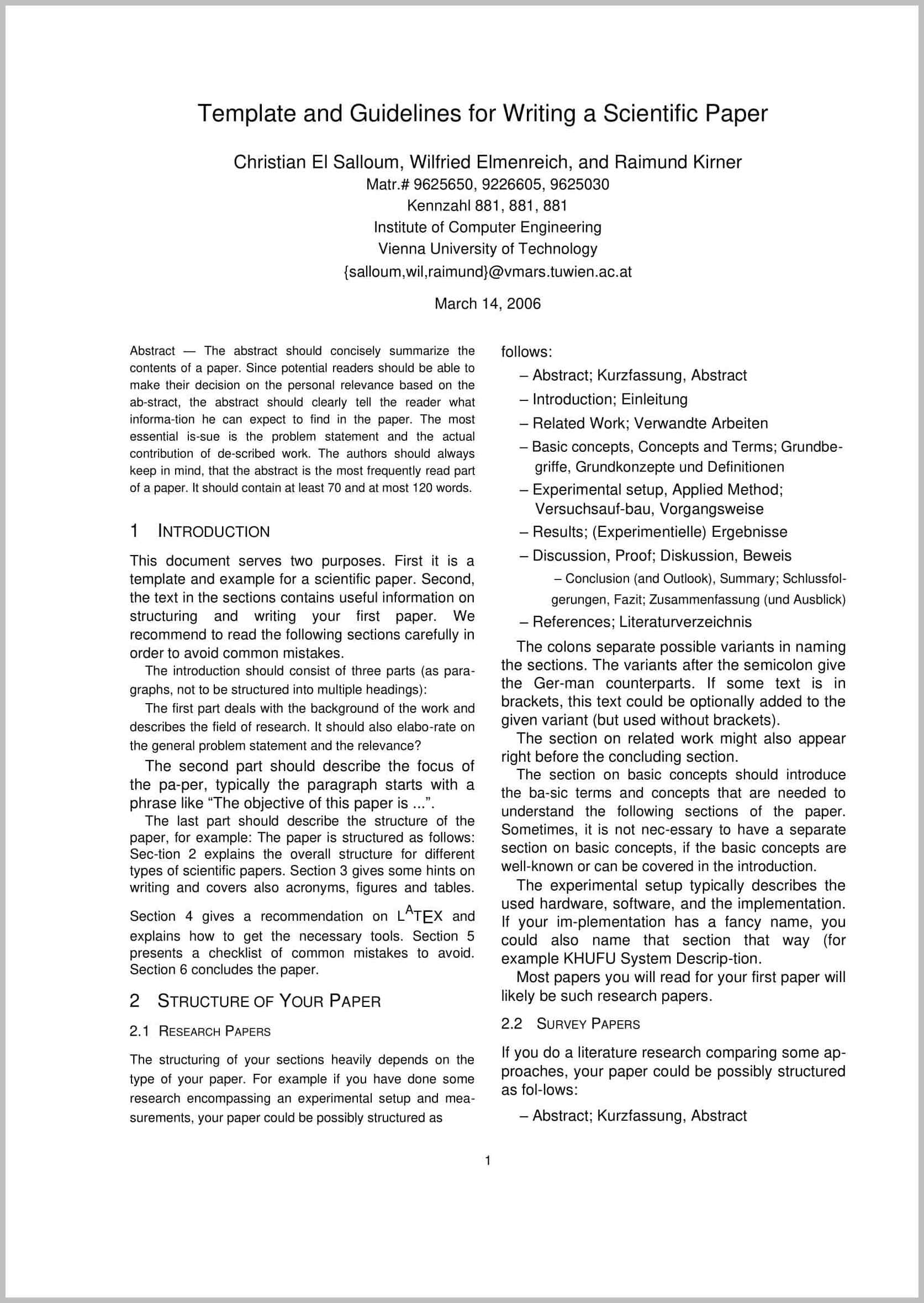 Research Paper Template Sample Research Paper Template Sample