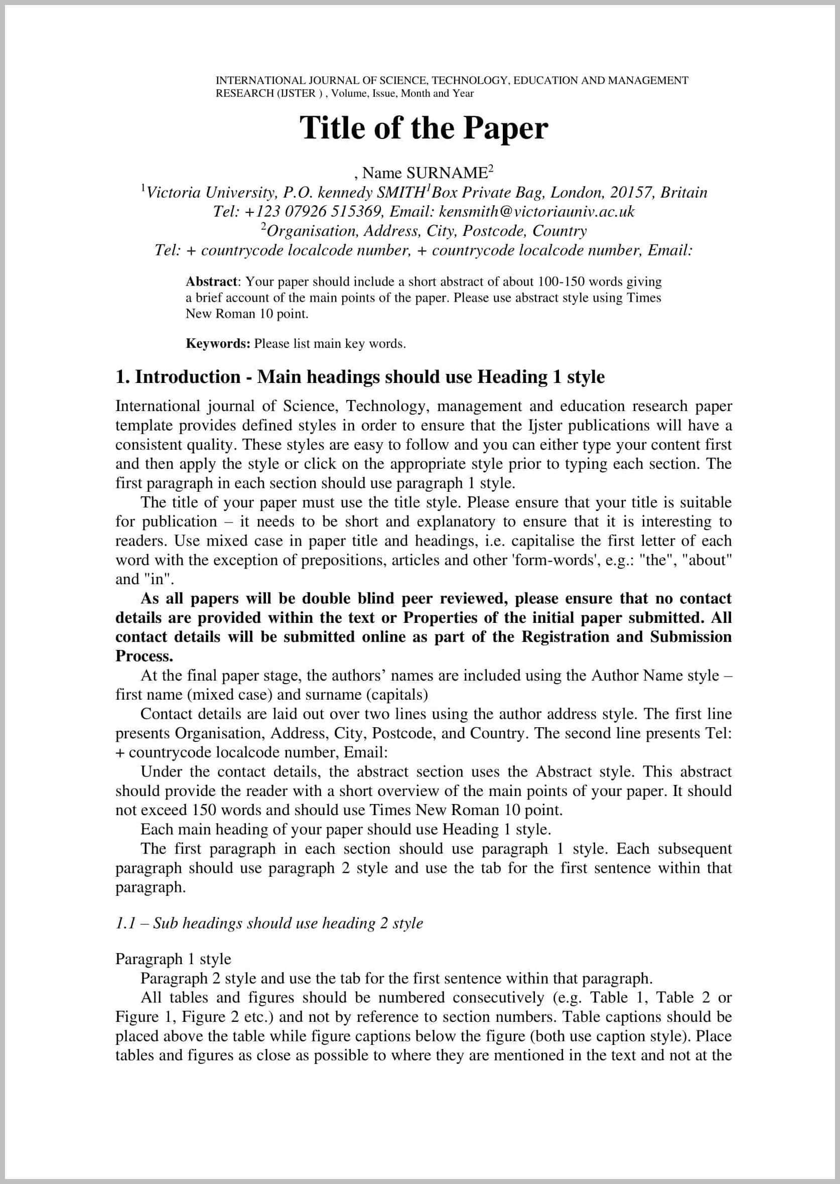 Research Paper Template Research Paper Template