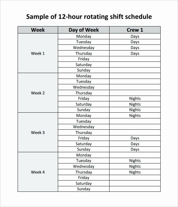 Rotating Shift Schedule Template Example