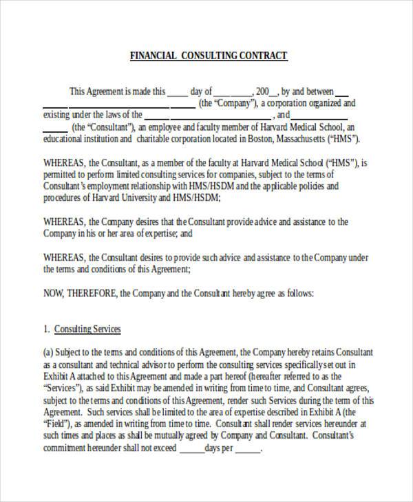 Sample Consulting Financial Agreement Template Sample Consulting Financial Agreement Template
