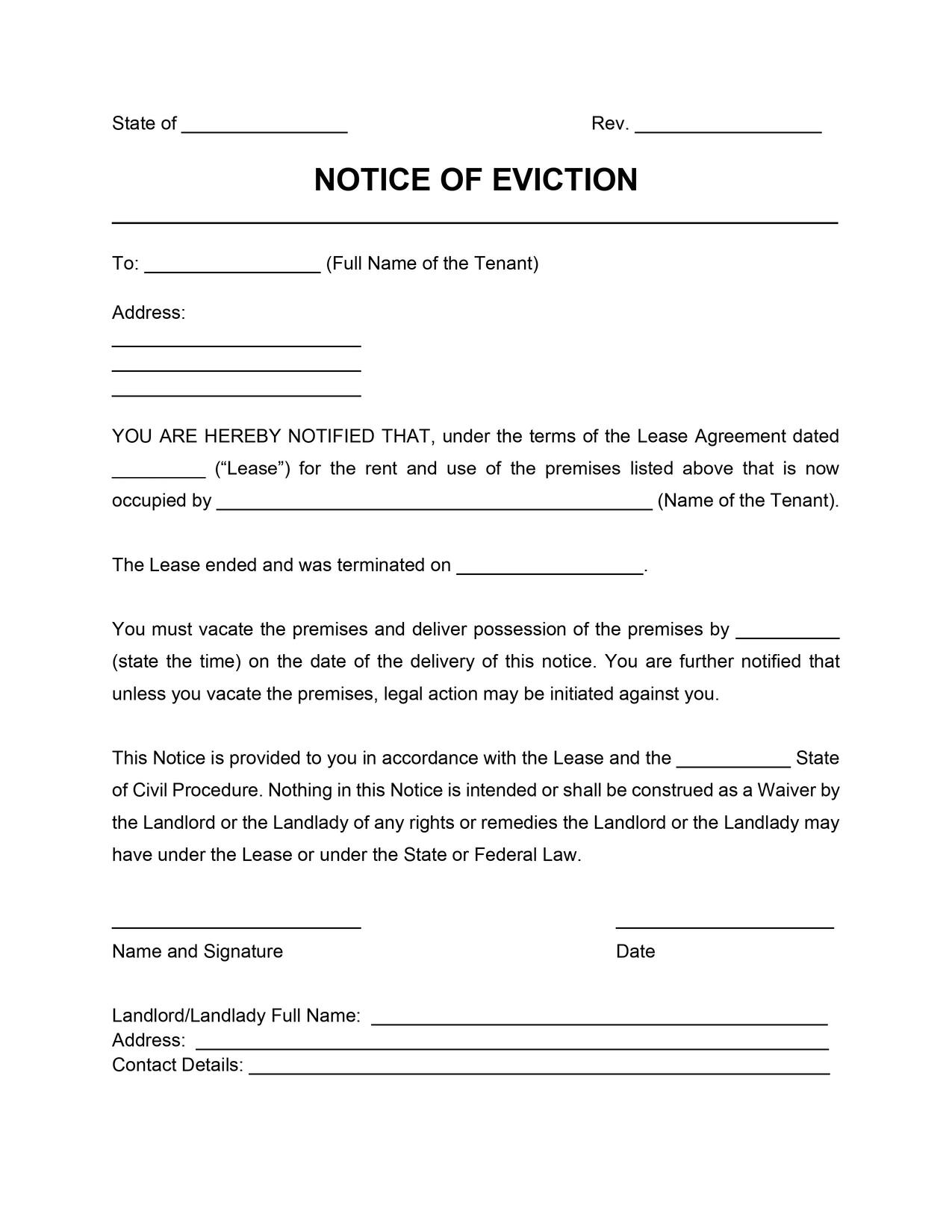 Sample Eviction Notice Template Sample Eviction Notice Template