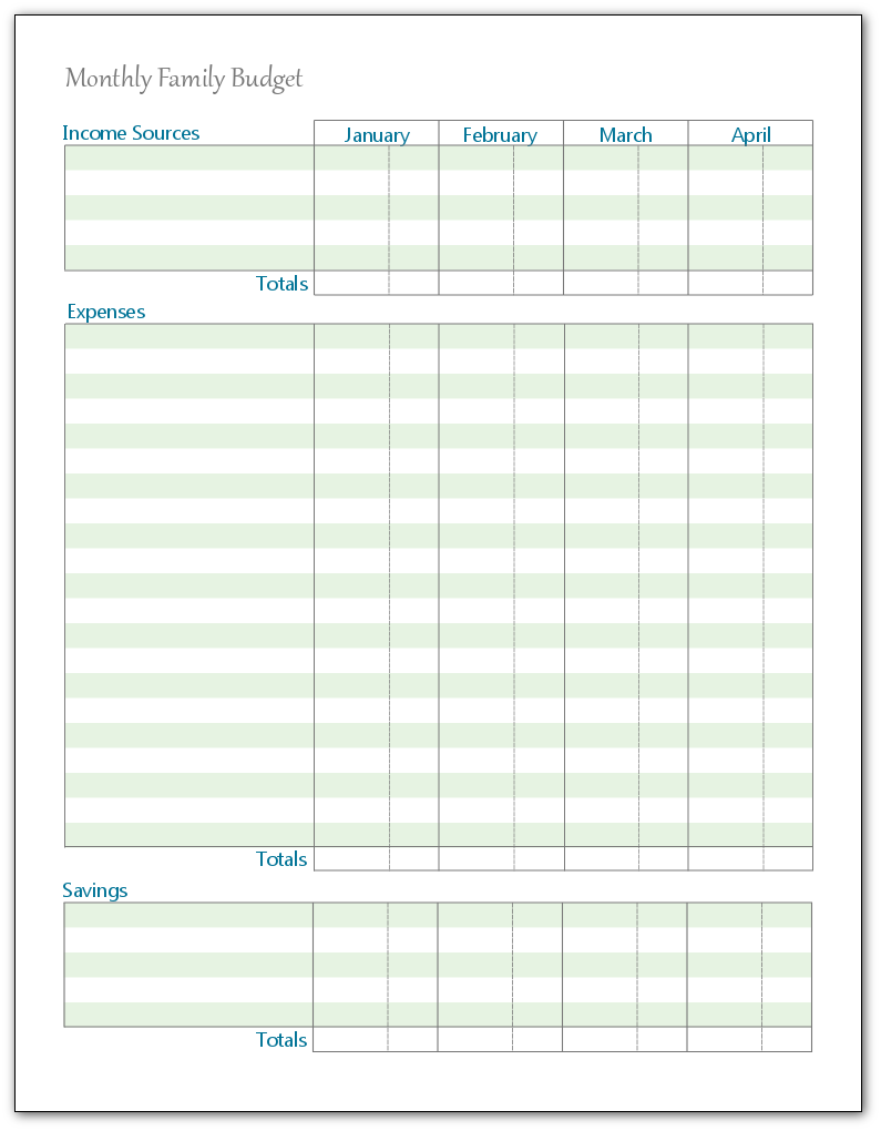 Sample Family Monthly Budget Template Sample Family Monthly Budget Template
