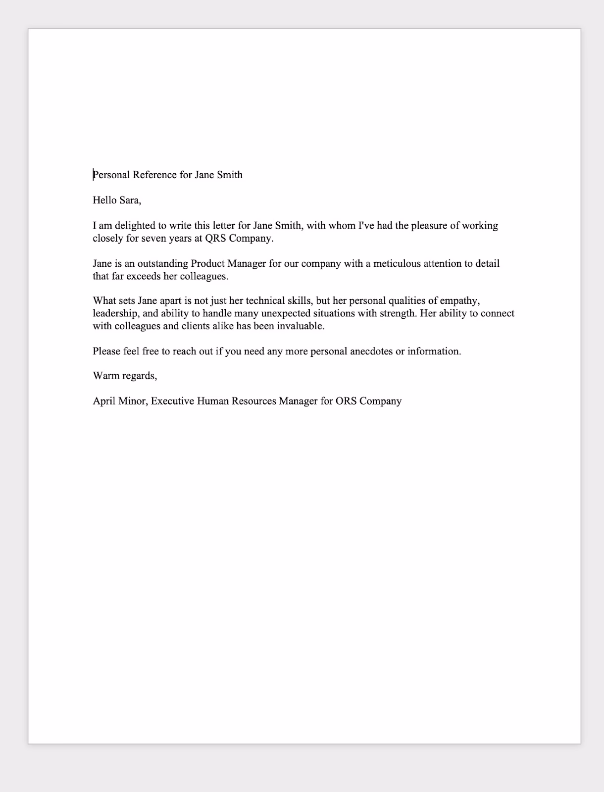 Sample Job Reference Letter Template Sample Job Reference Letter Template