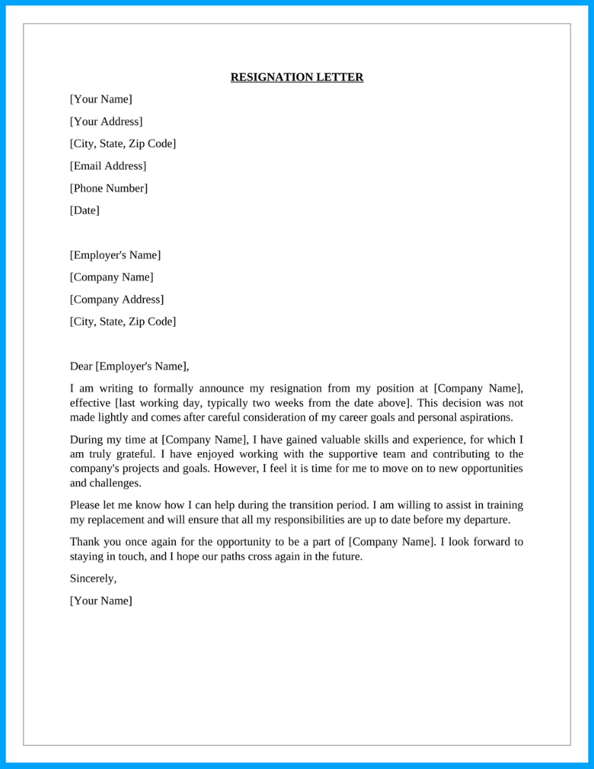 Sample Job Resignation Letter Template Sample Job Resignation Letter Template