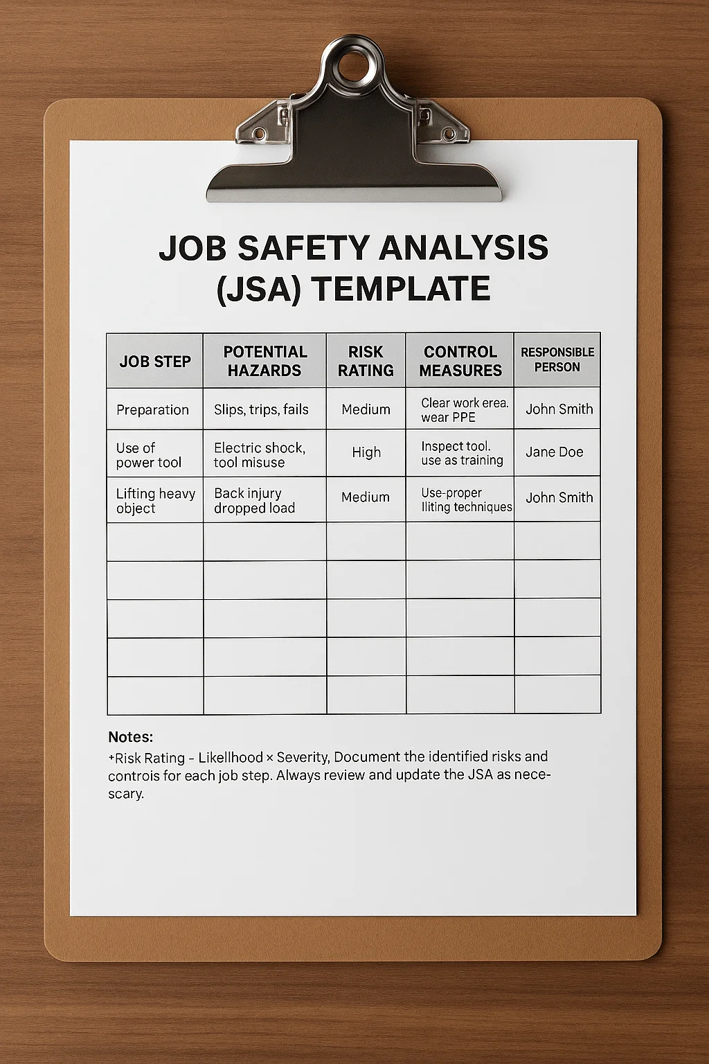 Sample Job Safety Analysis Template Sample Job Safety Analysis Template
