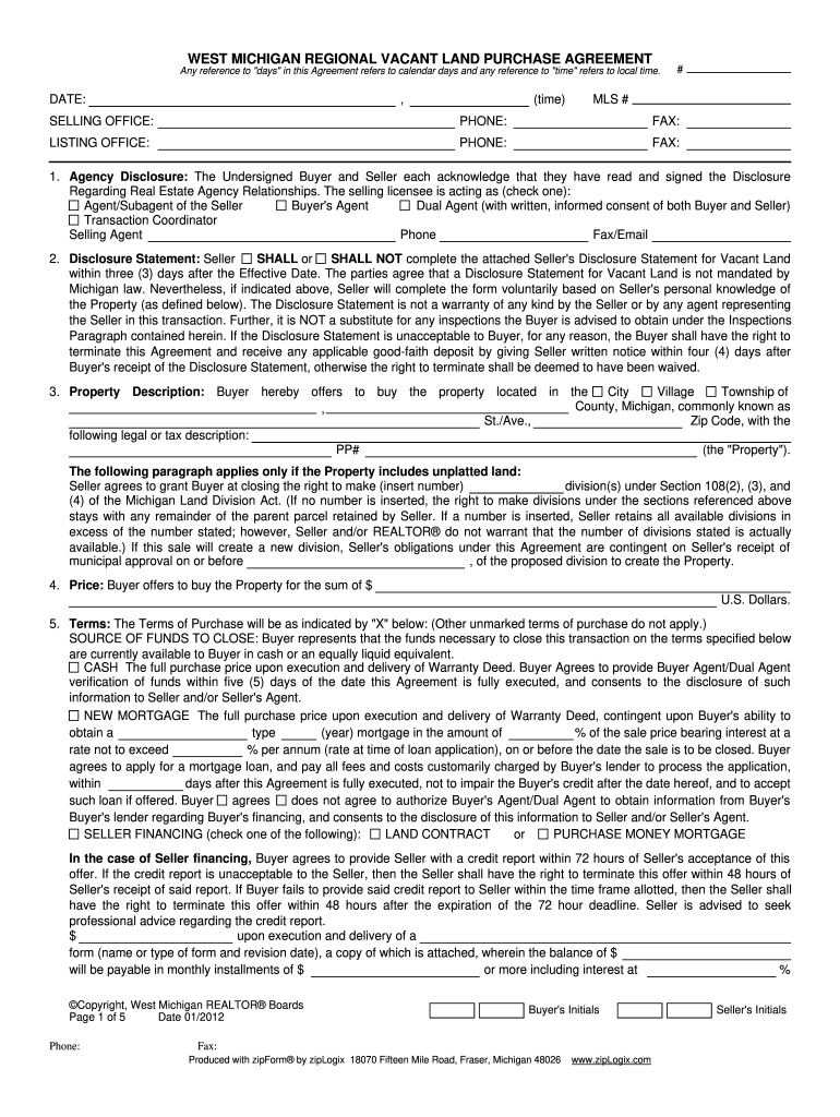 Sample Land Purchase Agreement Template Sample Land Purchase Agreement Template