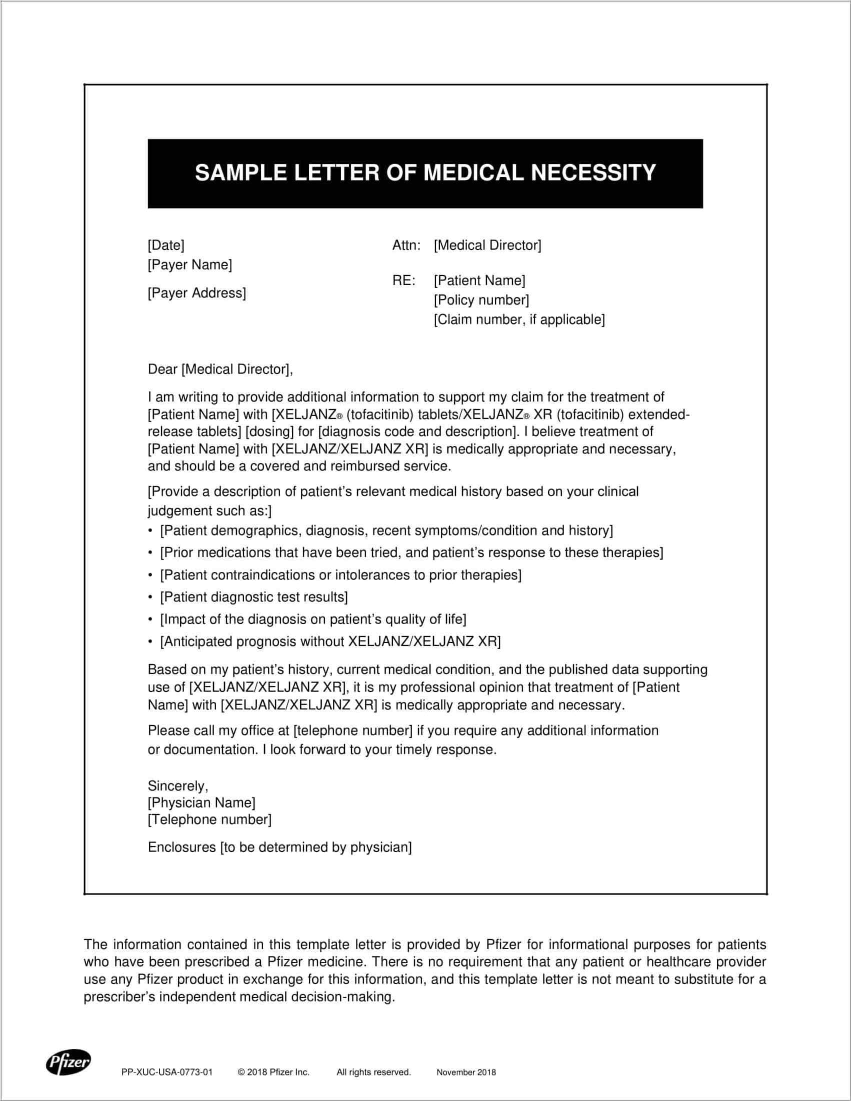 Sample Letter of Medical Necessity Template Sample Letter of Medical Necessity Template
