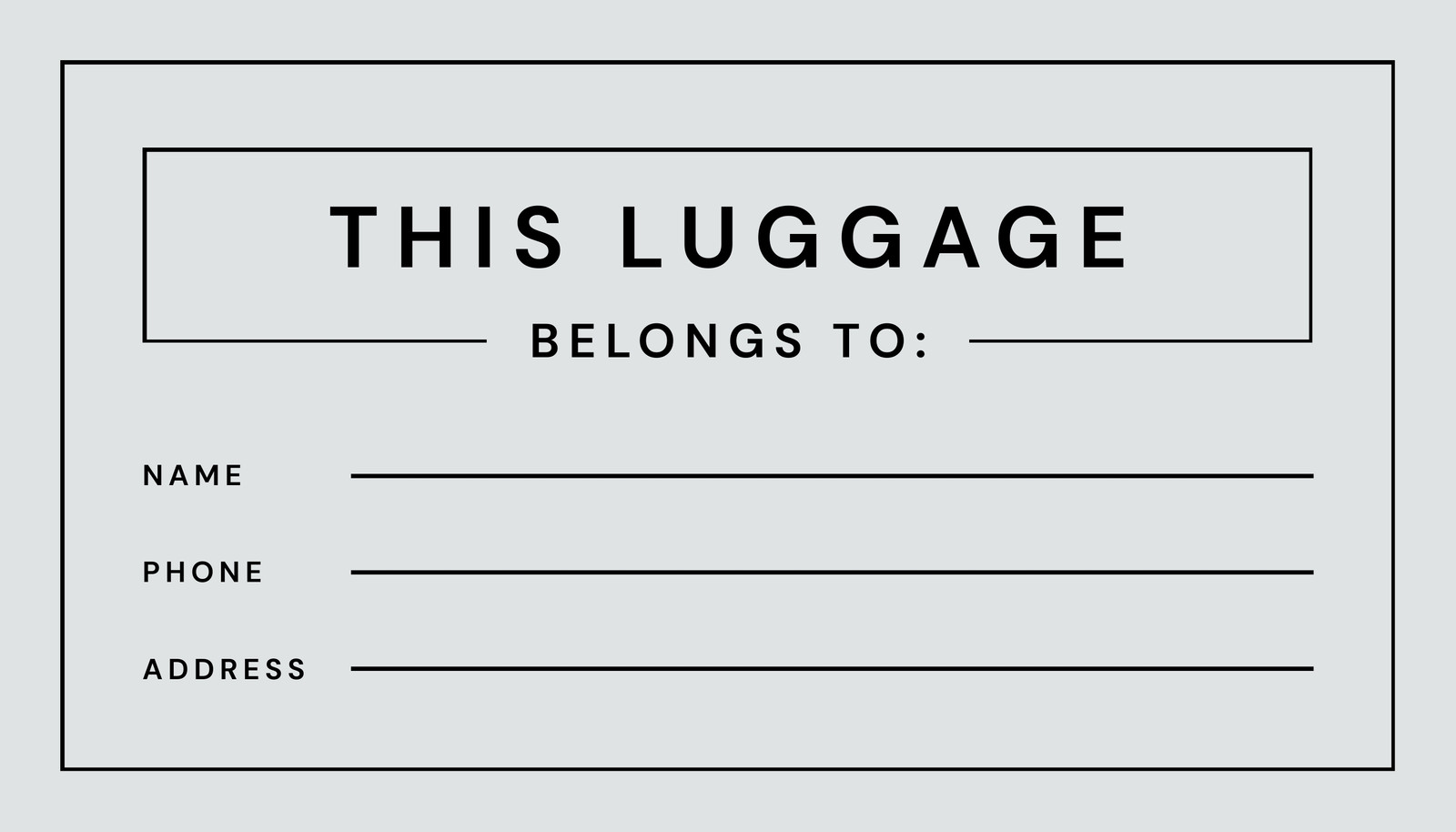 Sample Luggage Tag Template Sample Luggage Tag Template