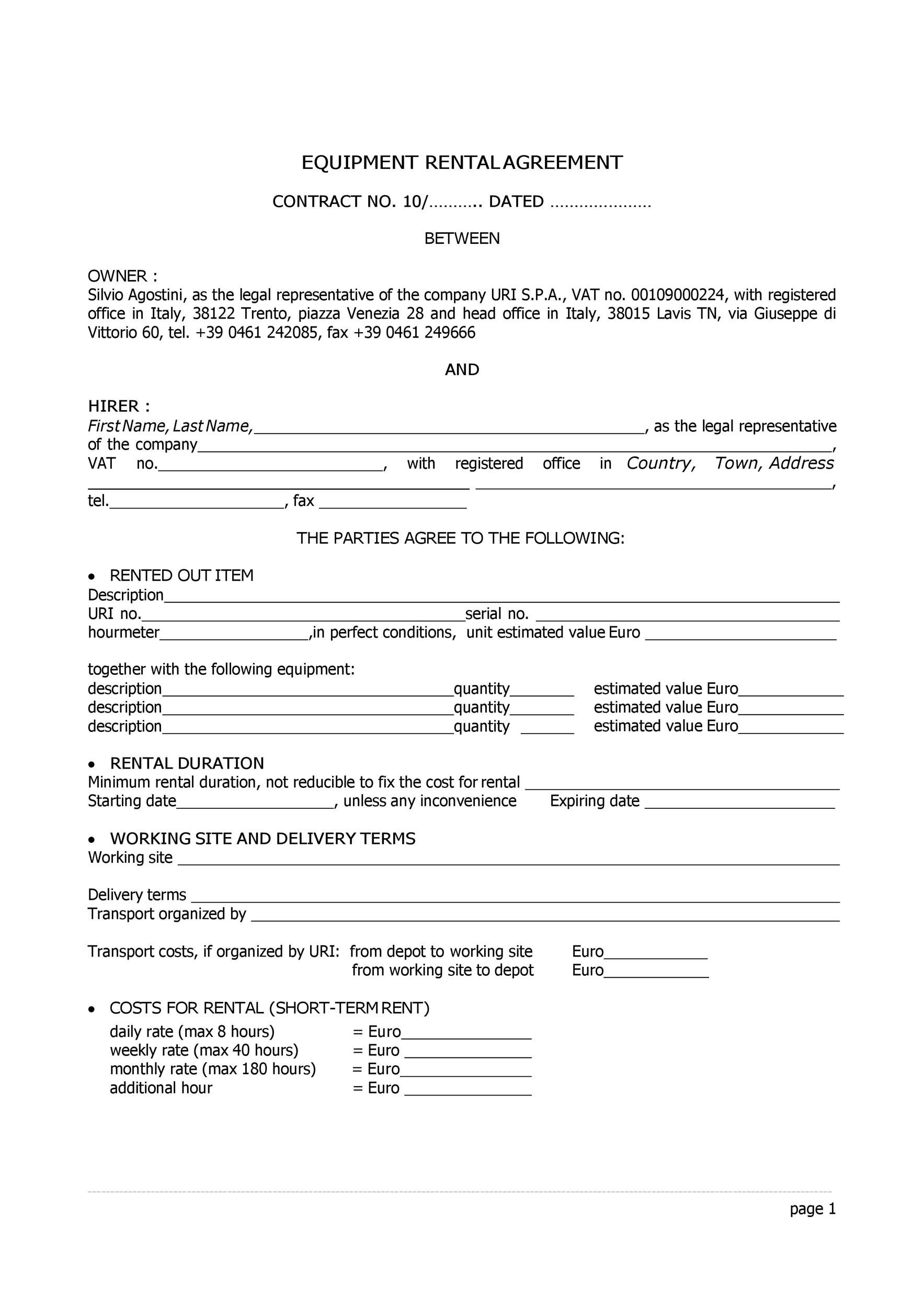 Sample Machine Lease Agreement Template Sample Machine Lease Agreement Template