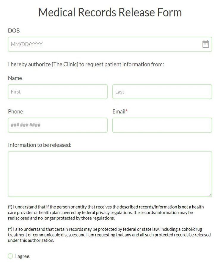 Sample Medical Records Release Form Sample Medical Records Release Form